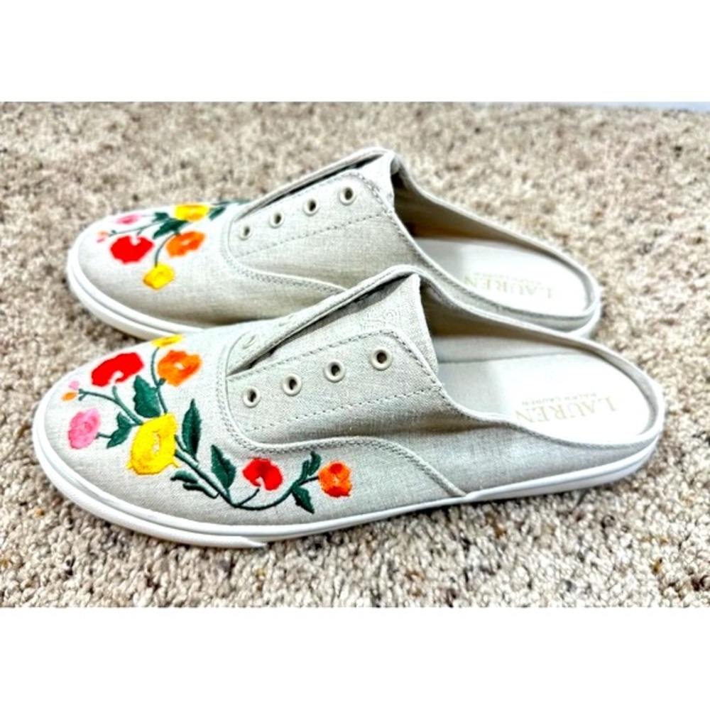 Lauren Ralph Lauren Jaida II Natural Linen Sneaker Size 9B - Picture 3 of 9